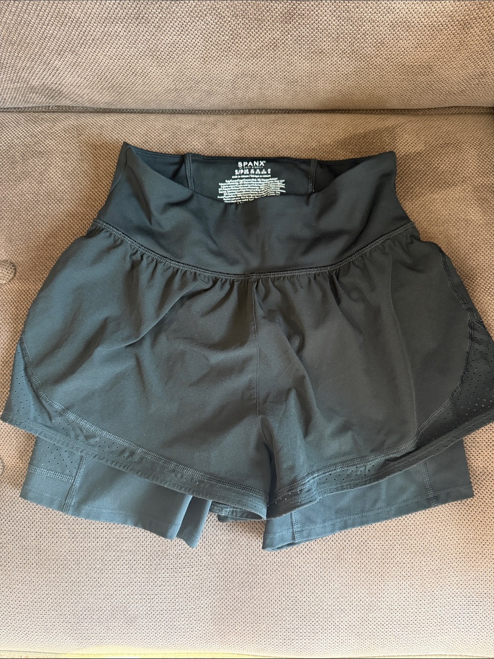 SPANX Black Double-Layer Athletic Shorts